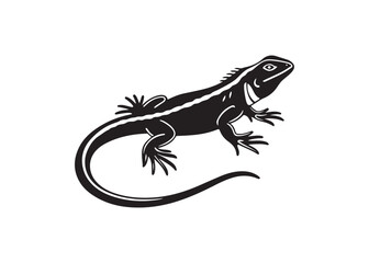 Reptile silhouette icon, black lizard gecko vector isolated on clean white background.