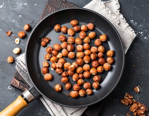 Hazelnuts in a pan
