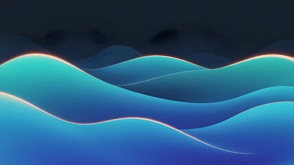 Abstract flowing waves of blue and teal with glowing edges