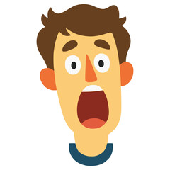 boy face expression shocked flat color vector illustration template design
