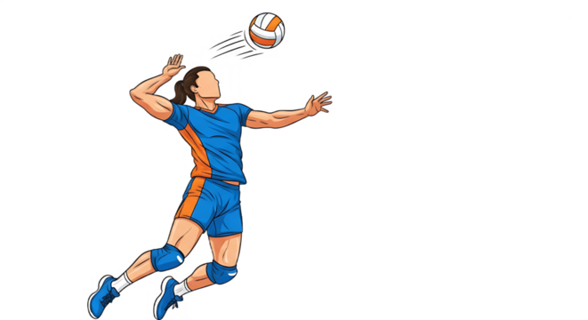 Illustration of a volleyball player in mid-air hitting the ball - Powered by Adobe