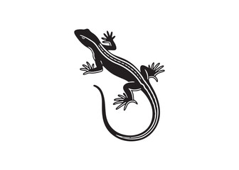 Lizard silhouette illustration, simple reptile animal vector icon, gecko shape graphic design.