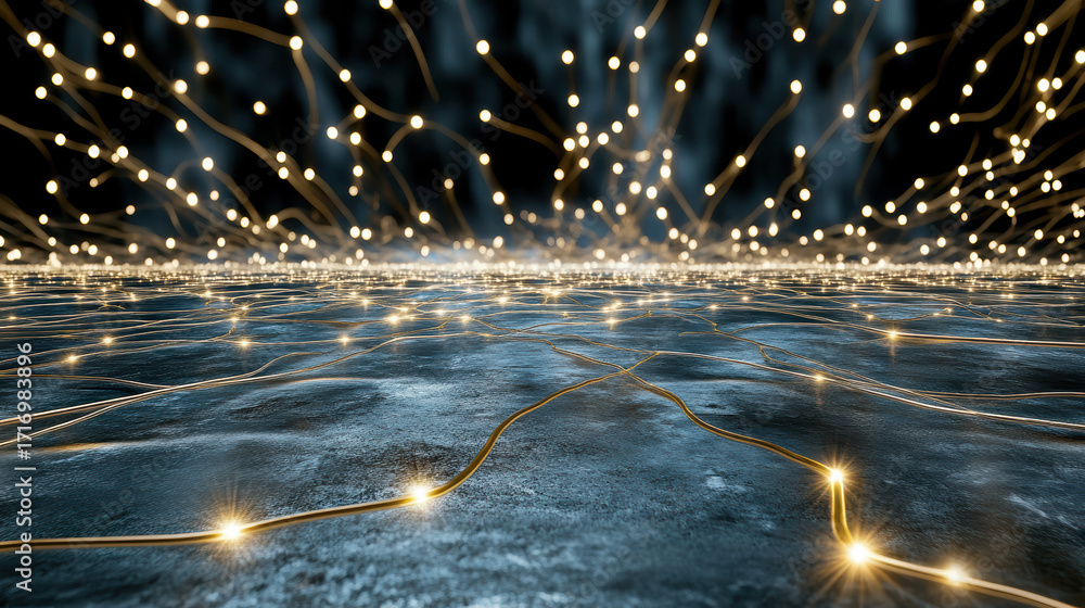 Aufkleber glowing lines and lights create mesmerizing pattern reflective surface, evoking sense of wonder