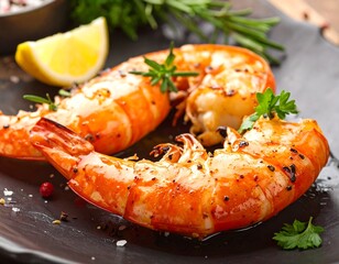 Grilled shrimp with herbs and lemon