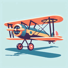 biplane, airplane, plane, aircraft, air, propeller, flight, sky, vintage, aeroplane, old, fly, retro, aviation, transport, wing, pilot, travel, illustration, red, background, vector, transportation, w