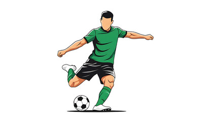 Obraz premium Soccer Player Kicking Ball Vector Illustration for Sports and Games