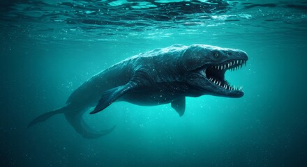 Prehistoric sea creature underwater