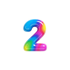Naklejka premium Bold 3D number 2, colorful glossy texture, dynamic shadows, isolated on clean white background, 1:1 ratio, trendy catchy style