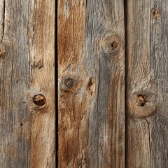 Naklejka premium Close-up of weathered wooden planks, showing intricate textures and knots. The natural grains and colors create a rustic aesthetic.