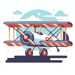 biplane, airplane, plane, aircraft, air, propeller, flight, sky, vintage, aeroplane, old, fly, retro, aviation, transport, wing, pilot, travel, illustration, red, background, vector, transportation, w