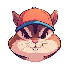 Cartoon cute sqcute squirrel wearing orange hat
