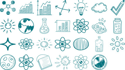 Science doodle elements for education projects and creative innovation concepts