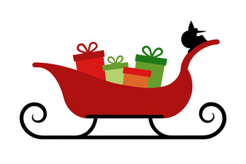 Christmas Sleigh Silhouette with Gifts Vector Illustration for Holiday Celebration