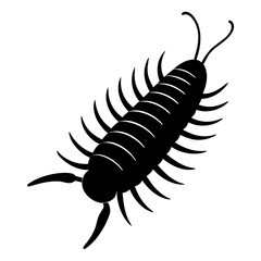 Millipede Silhouette Vector Illustration of Crawling Arthropod Insect