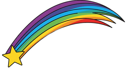 Vibrant rainbow arc with a twinkling star illustration, symbolizing hope and good fortune