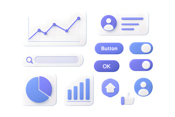 3D Neumorphic UI Design Elements for Modern Dashboards and Interfaces
