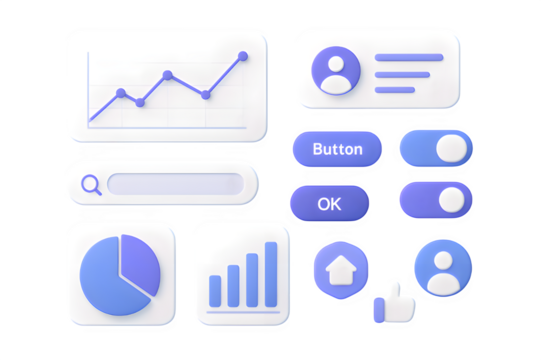 3D Neumorphic UI Design Elements for Modern Dashboards and Interfaces