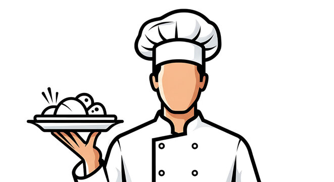Chef in uniform presenting a plate of gourmet food
