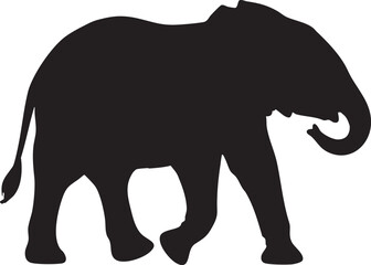 Vector illustration of a baby African elephant silhouette, logo design