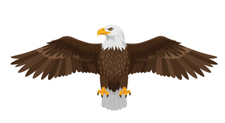 Obraz premium Majestic Bald Eagle Cartoon Character Illustration in Full Flight with Detailed Feather Texture Depicting Strength and Freedom