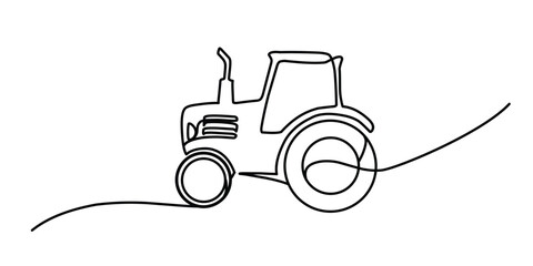 tractor agriculture soil land business industry one line art design vector