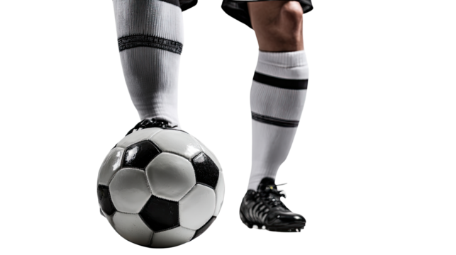 soccer player to kick ball on white background