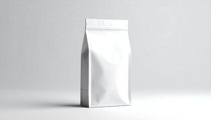 Blank white pouch packaging on a plain background