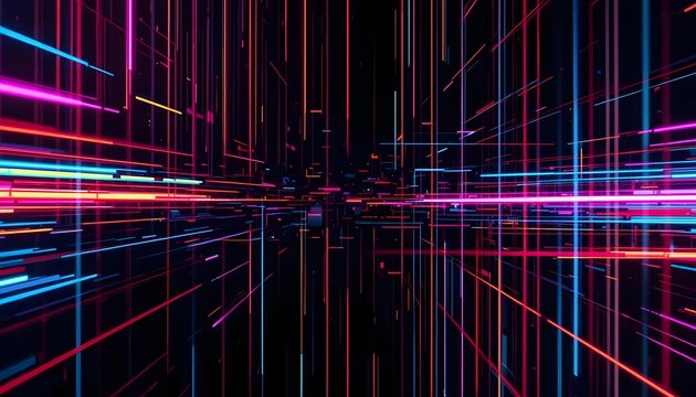 Cyberpunk Grid: Neon Lines in a Dark Digital Space