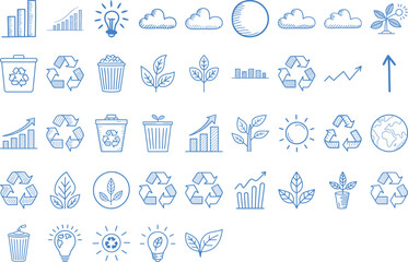 Fototapeta premium Go green with hand drawn ecology icons promoting a sustainable future today