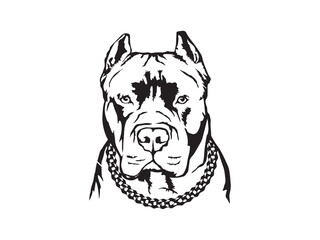 vintage standing angry Pitbull head silhouette vector design
