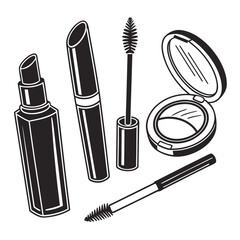 Black Silhouette of Makeup Products cosmetics beauty