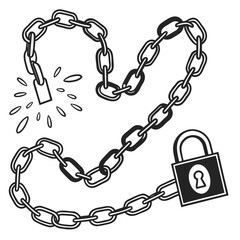 Broken Chain And Padlock Silhouette security