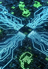 Illuminated circuit board pattern conveying digital connectivity