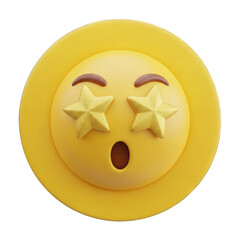 Yellow emoji face with star eyes and an open mouth expressing excitement or awe