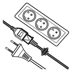 European Power Strip and Plug Illustration electrical outlet