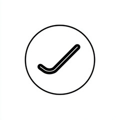 Minimalist checkmark icon in a circle, in black and white, representing completion, approval, or correctness.