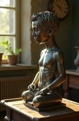 Sculptures made from recycled materials, free space for text