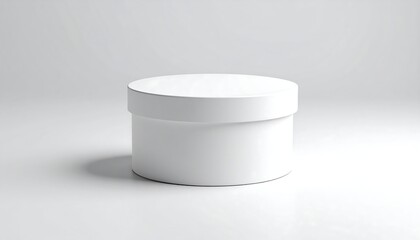 Blank white round box on white background (1)