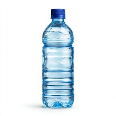 Naklejka premium A single transparent bottle of water against a clean backdrop. The bottle is filled with refreshing water