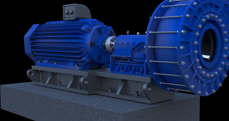 Industrial centrifugal pumping system showing a heavy duty tie bolt construction type. Perfect for engineering demos, websites or magazines