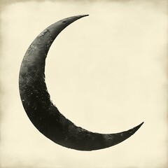 Crescent moon, dark, textured, on aged paper