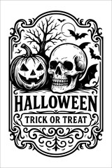 Halloween Trick or Treat Poster | Spooky Pumpkin & Ghost Design