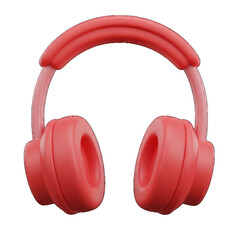 Coral colored headphones in a 3D render style