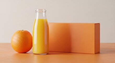 Orange Juice Bottle, Fresh Orange, Packaging Mockup, Product Photography