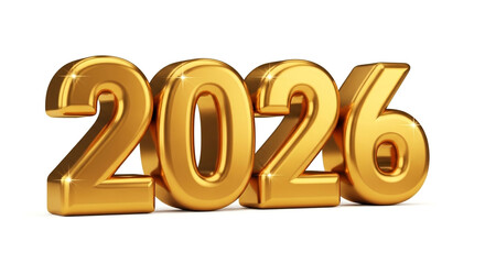 2026 typography gold effect on isolated background new year 2026 Solid gold 2026 numbers