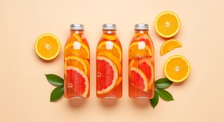 Infused Water, Grapefruit, Orange, Detox Drink, Healthy Beverage Bottles