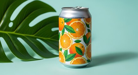 Orange Soda Can, Tropical Drink, Summer Beverage, Fresh Juice Can Design