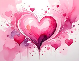 Heartfelt Love Watercolor Painting.