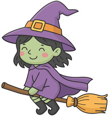 Spooky and Cute Halloween Cartoon Elements with Transparent Background Illustration