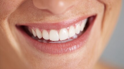 Obraz premium Close-Up of a Bright Smile with Healthy White Teeth and Lips